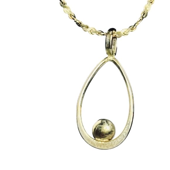 Vintage 1/20 14k GF Twisted S Link Necklace With Oval Faux Pearl Pendant (5679) - Picture 4 of 7